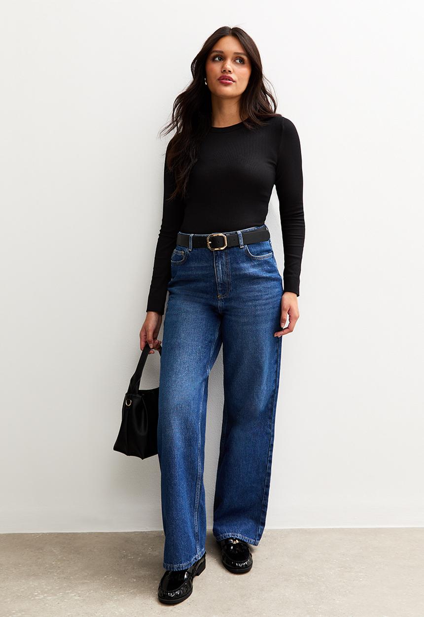 New Look - LS Rib crew - black