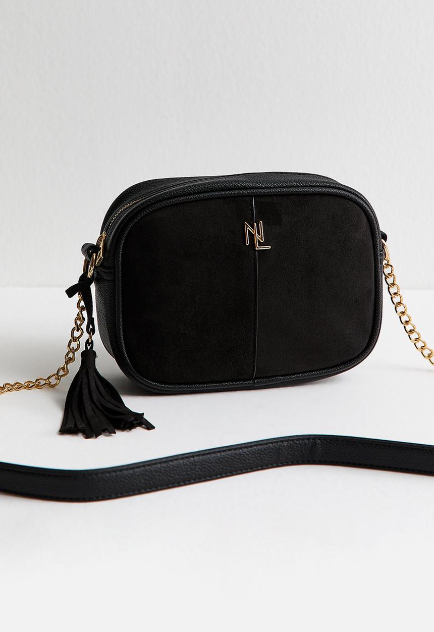 New Look - Thea suedette panel crossbody bag - black