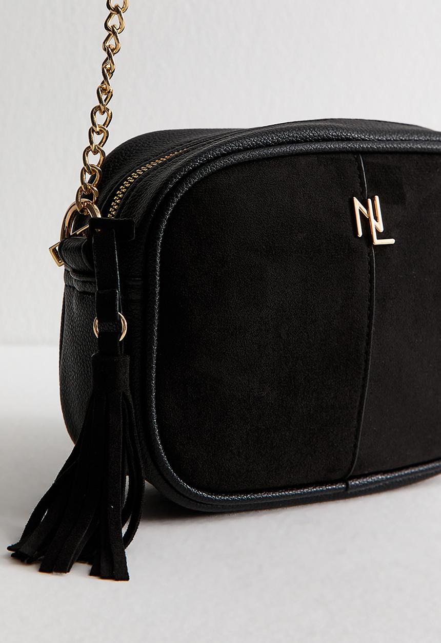 New Look - Thea suedette panel crossbody bag - black