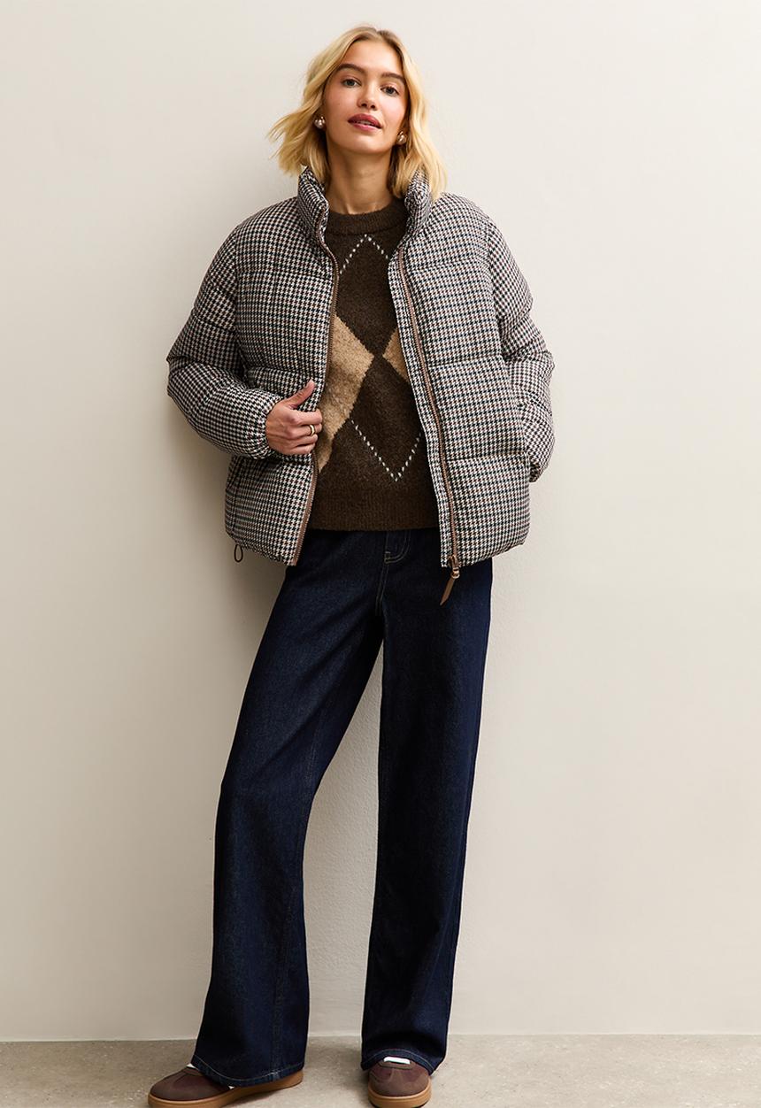 New Look - Argyle Crewneck Jumper - brown