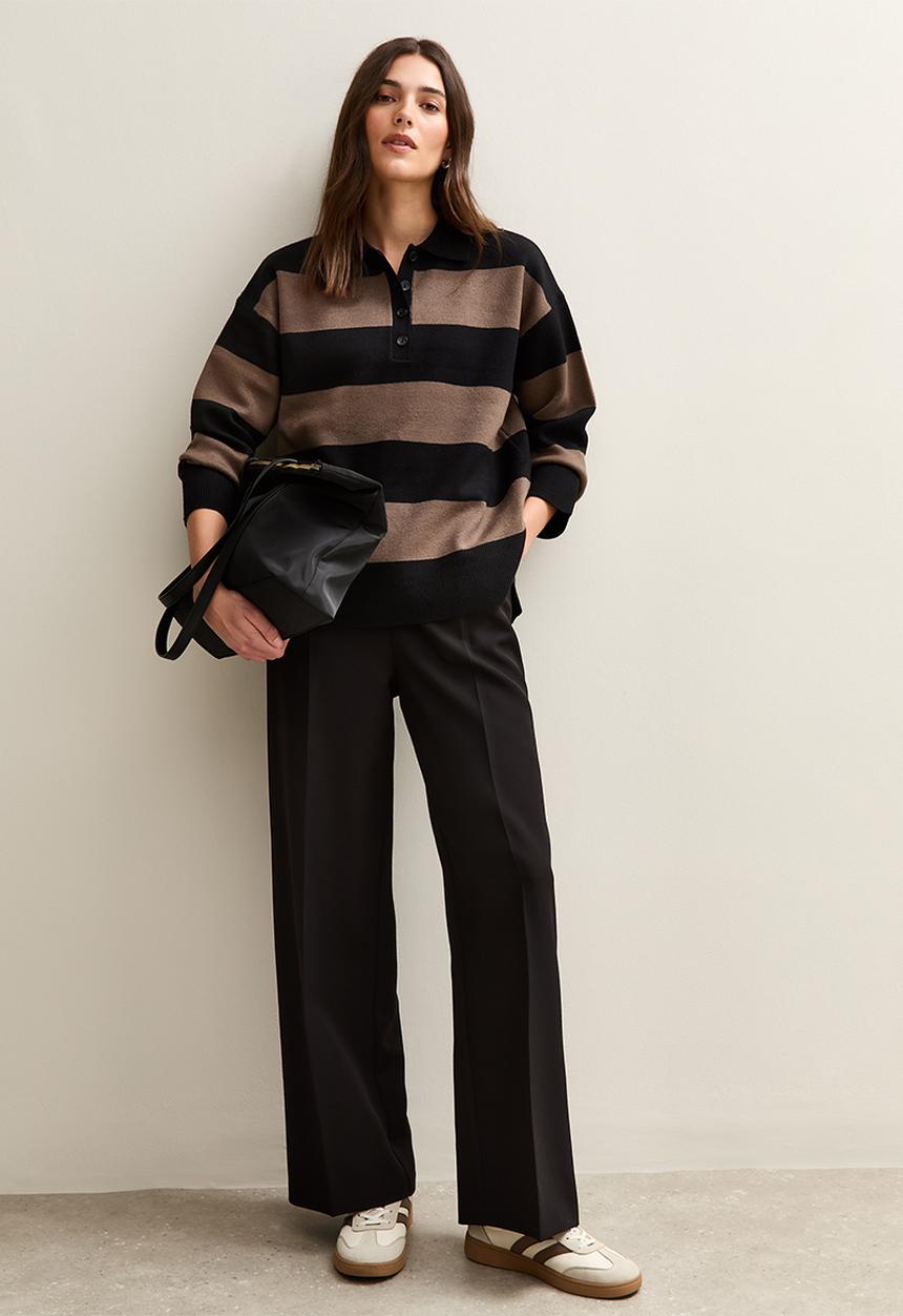 New Look - Pull On Wide Leg Trousers - black