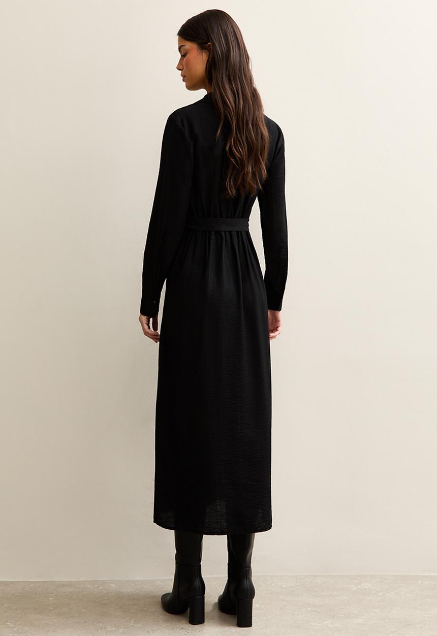 New Look - Wren wrap shirt midi - black