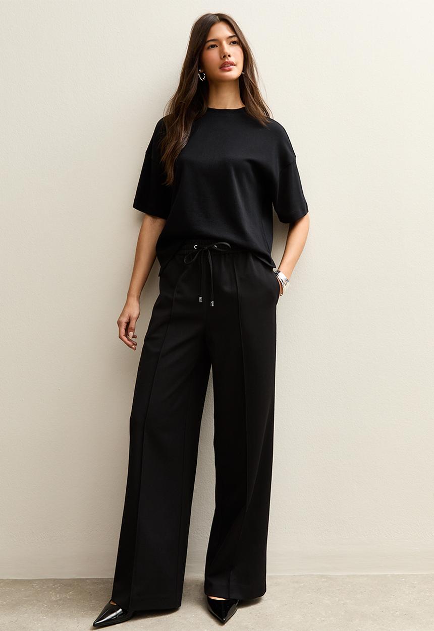 New Look - Wide Leg Drawstring Trousers - black