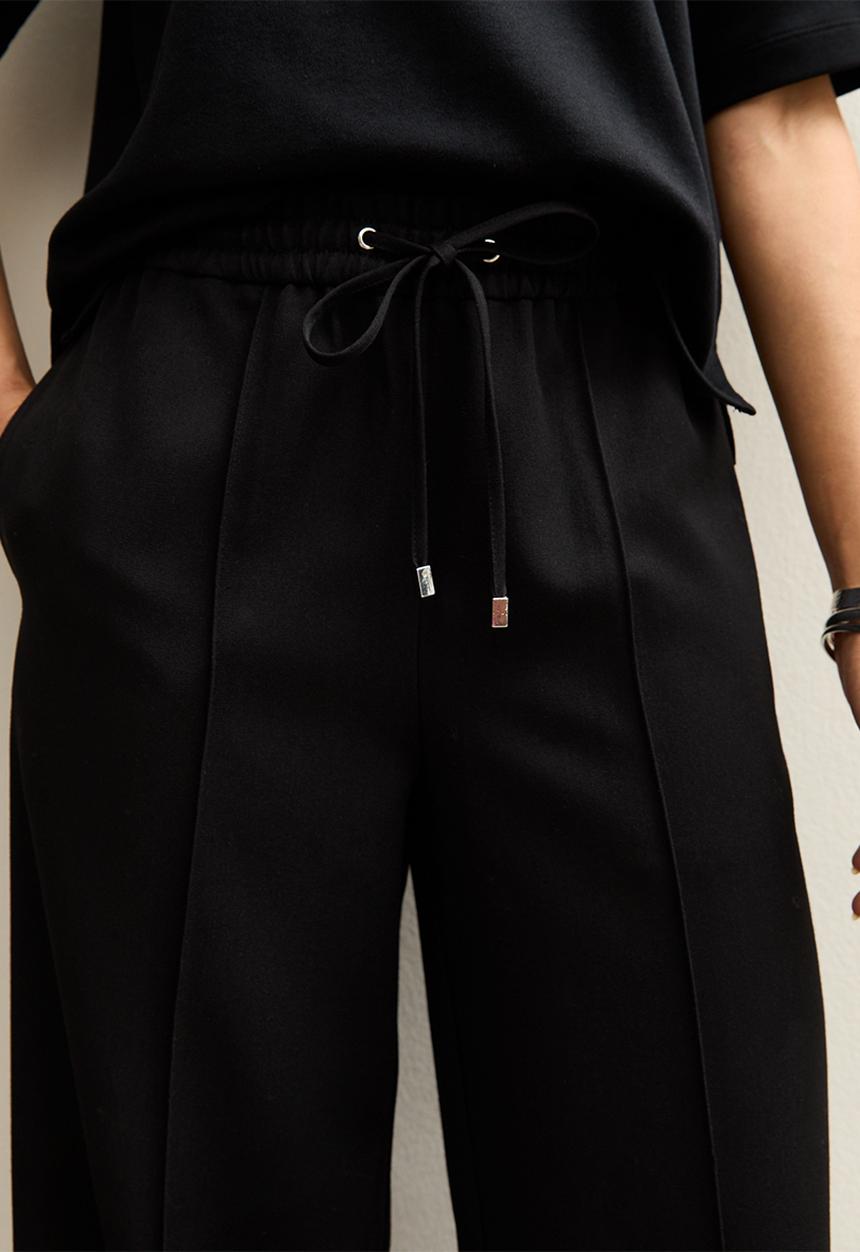 New Look - Wide Leg Drawstring Trousers - black