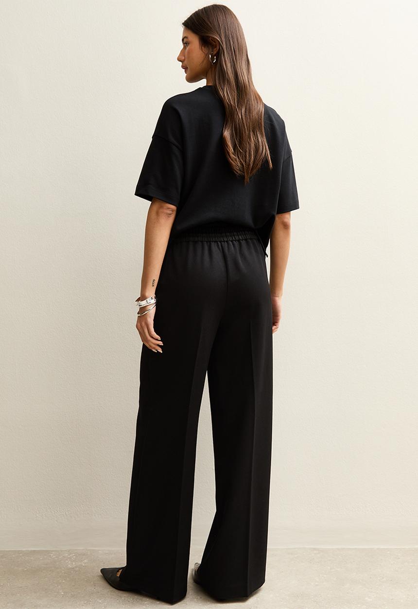 New Look - Wide Leg Drawstring Trousers - black