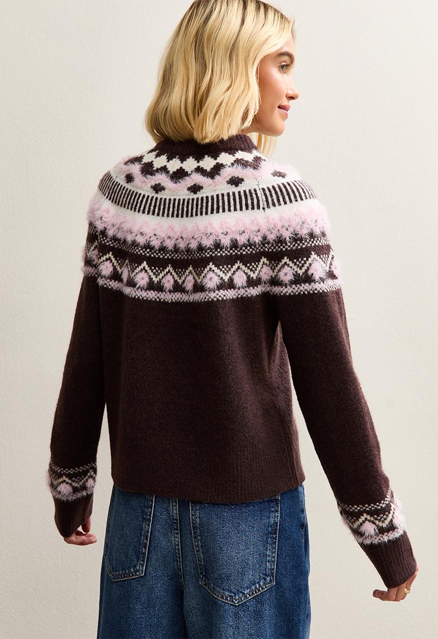 New Look - Fluffy Fairisle Jumper - brown