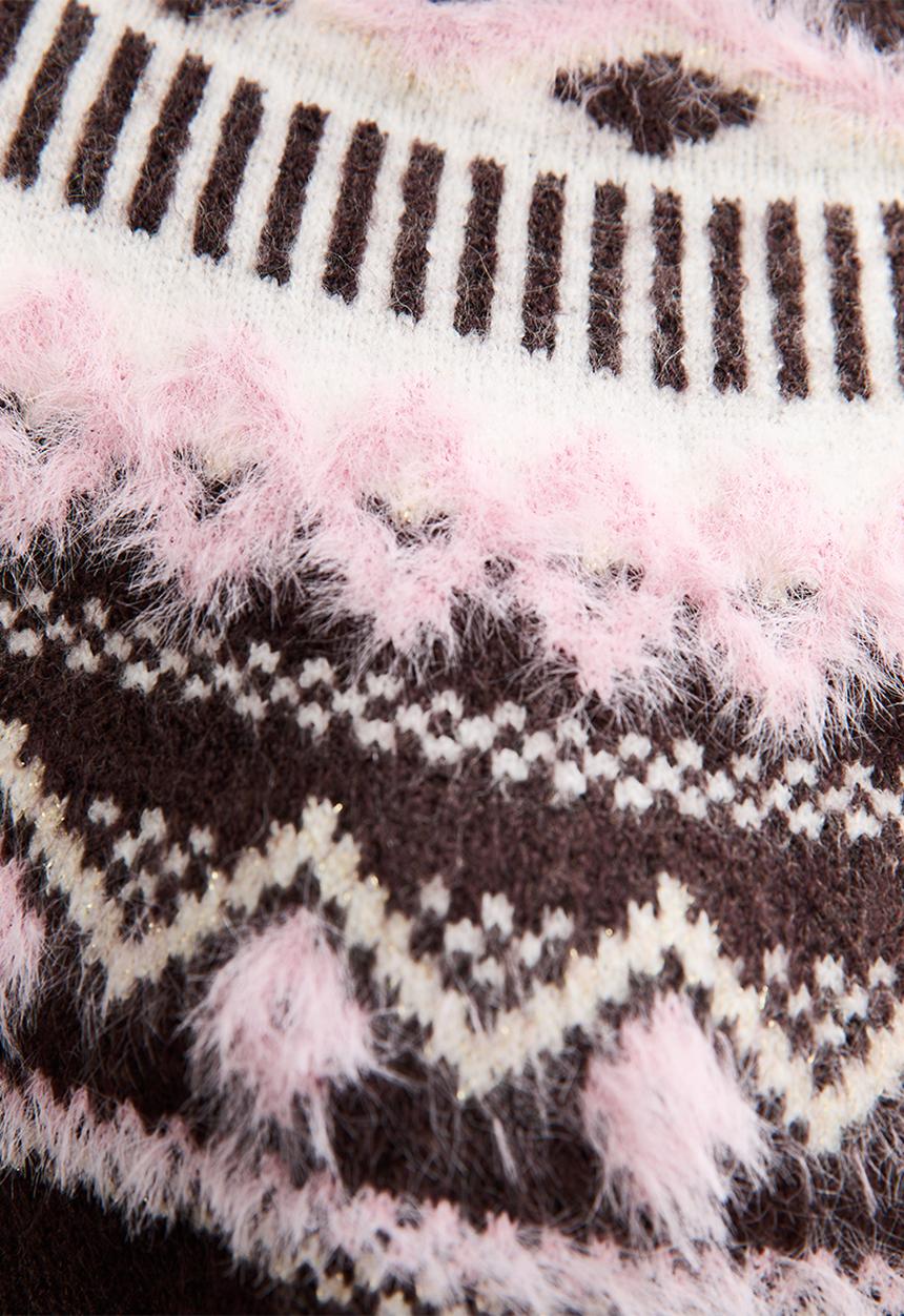 New Look - Fluffy Fairisle Jumper - brown