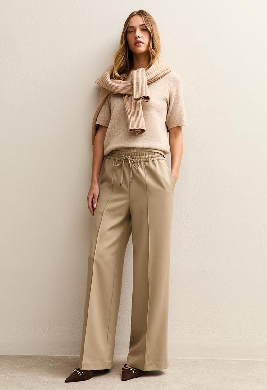 New Look - Wide Leg Drawstring Trousers - camel