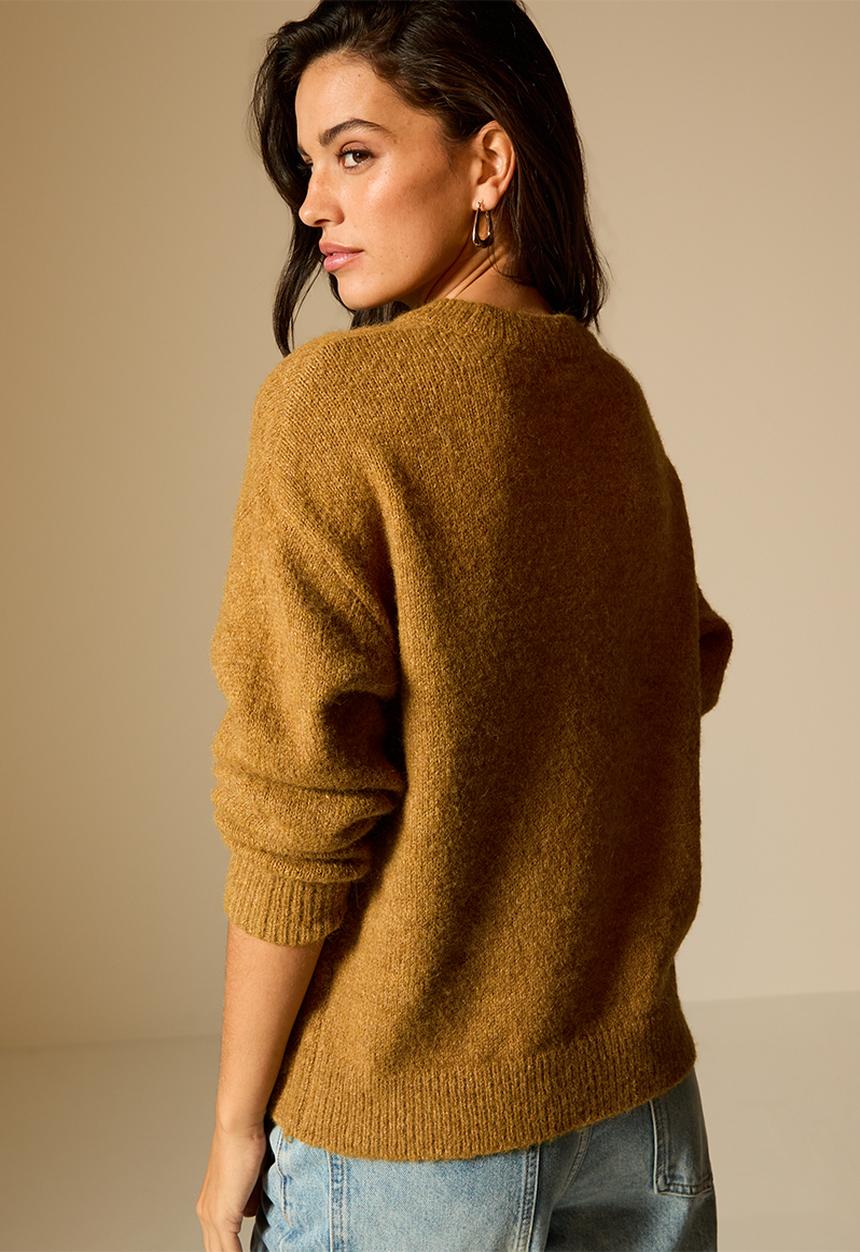New Look - Crew Neck Oversized Textured Knit Jumper - dk yellow