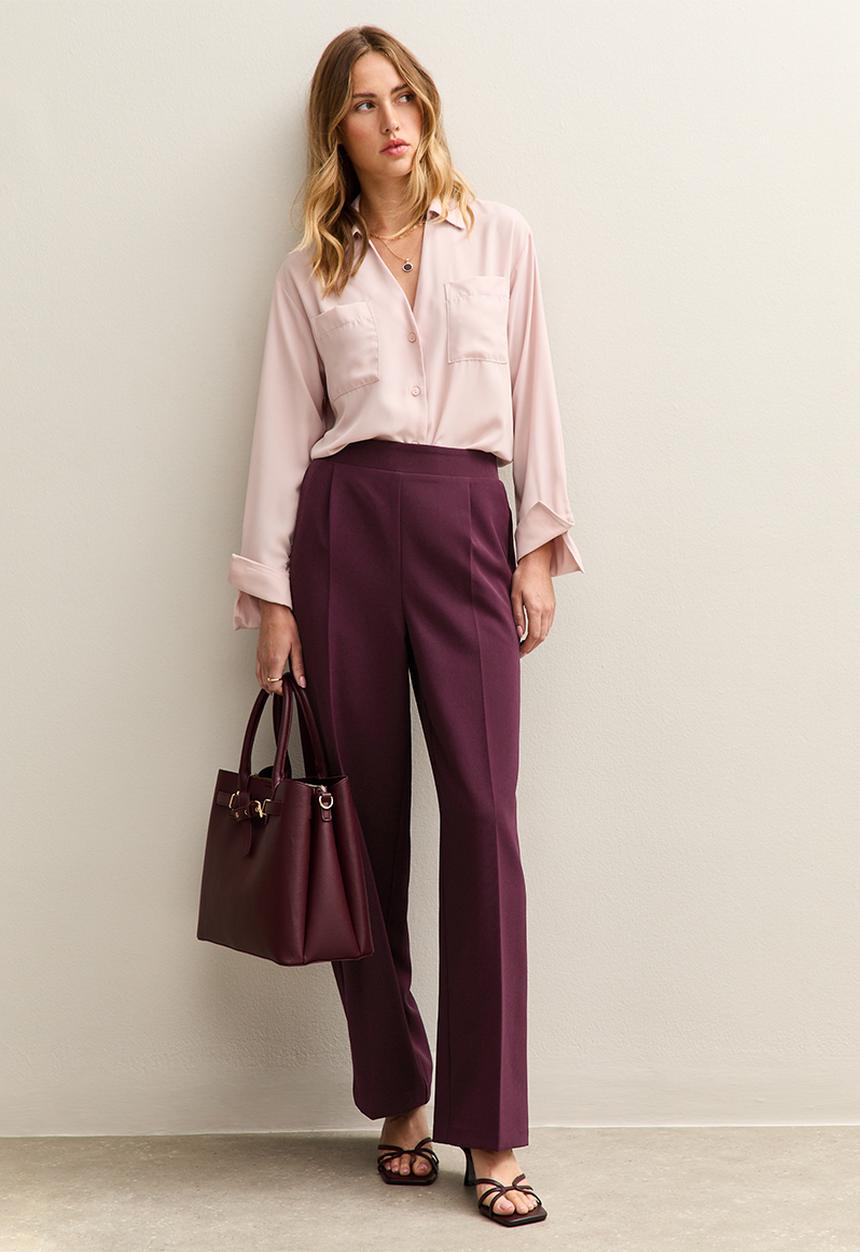 New Look - Pull On Wide Leg Trousers - burgundy