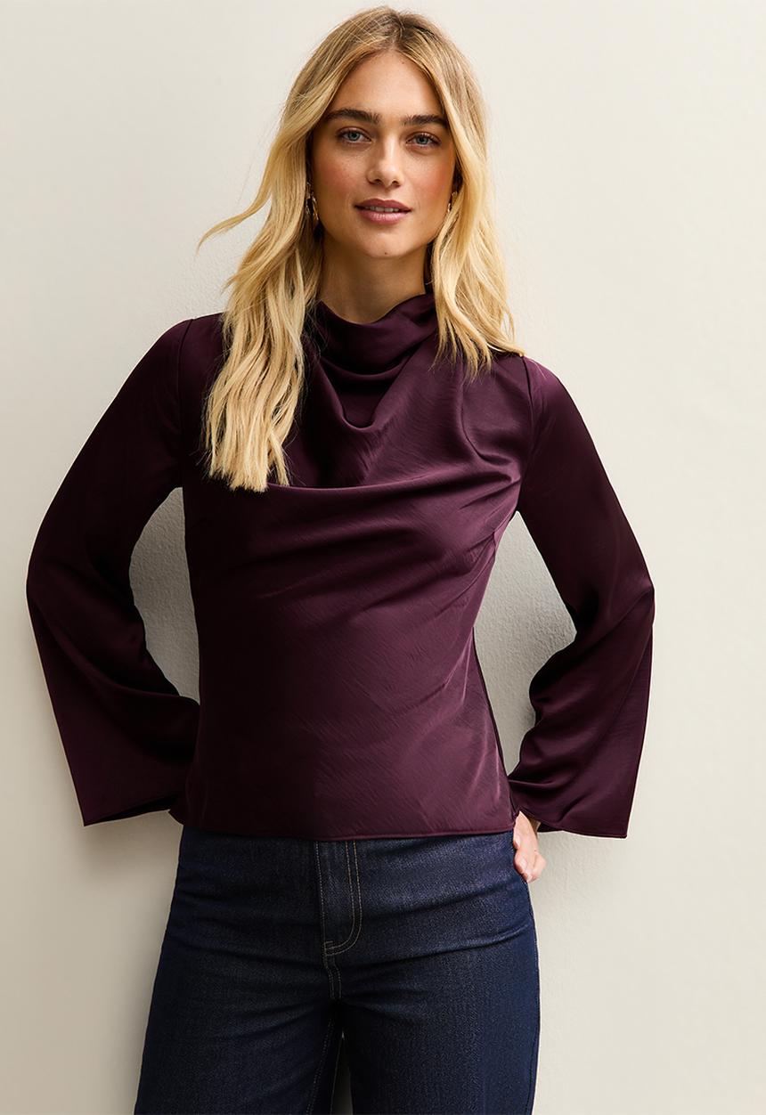 New Look - Ec k carter champagne cowl shell - burgundy