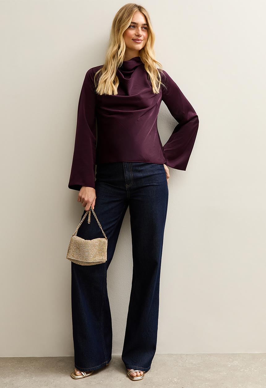New Look - Ec k carter champagne cowl shell - burgundy