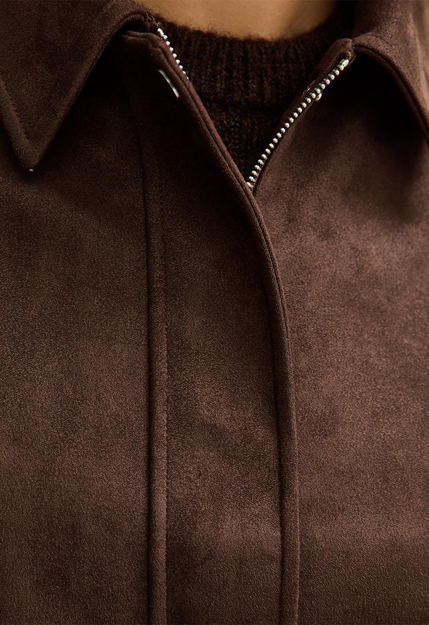 New Look - Suedette bubble hem jacket - dk brown