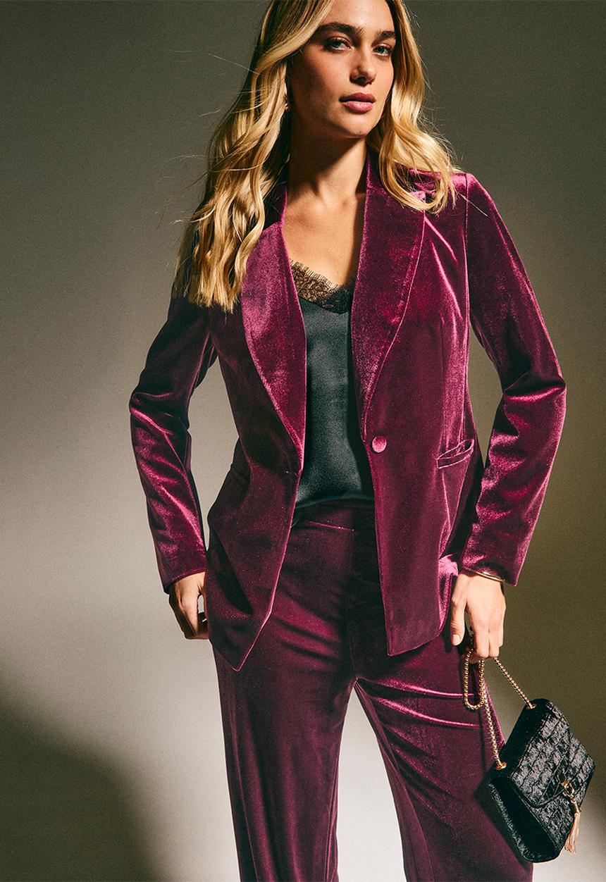 New Look - Velvet blazer - dk burgundy