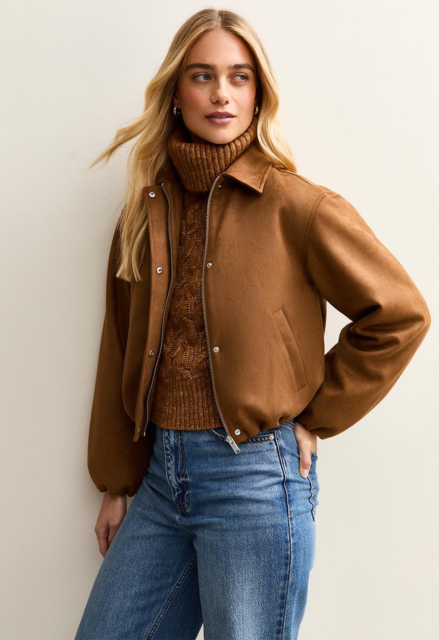 New Look - Suedette bubble hem jacket - tan