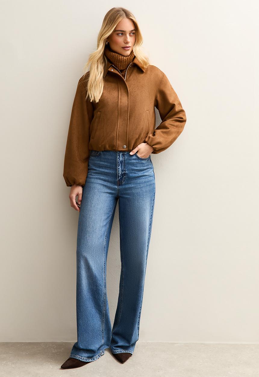 New Look - Suedette bubble hem jacket - tan