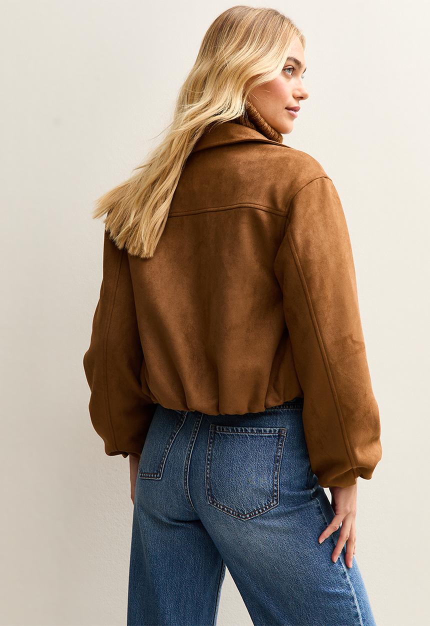 New Look - Suedette bubble hem jacket - tan