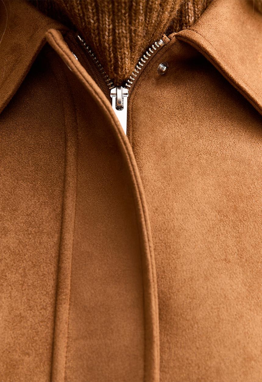 New Look - Suedette bubble hem jacket - tan