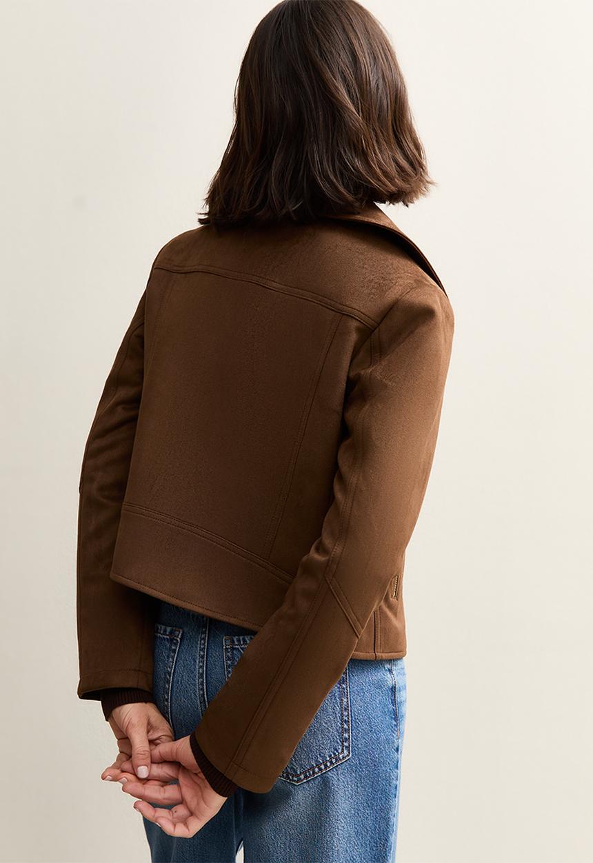 New Look - Suedette biker jacket - dk brown