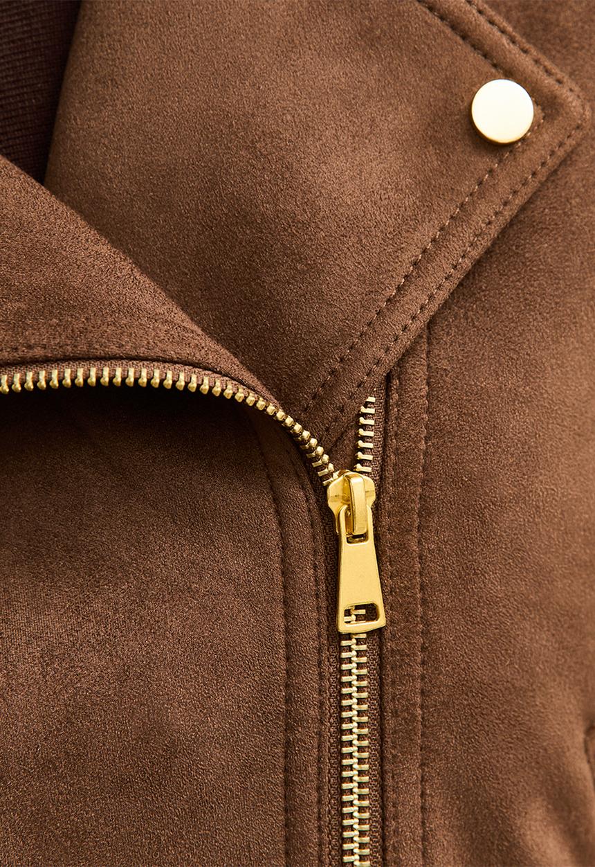 New Look - Suedette biker jacket - dk brown