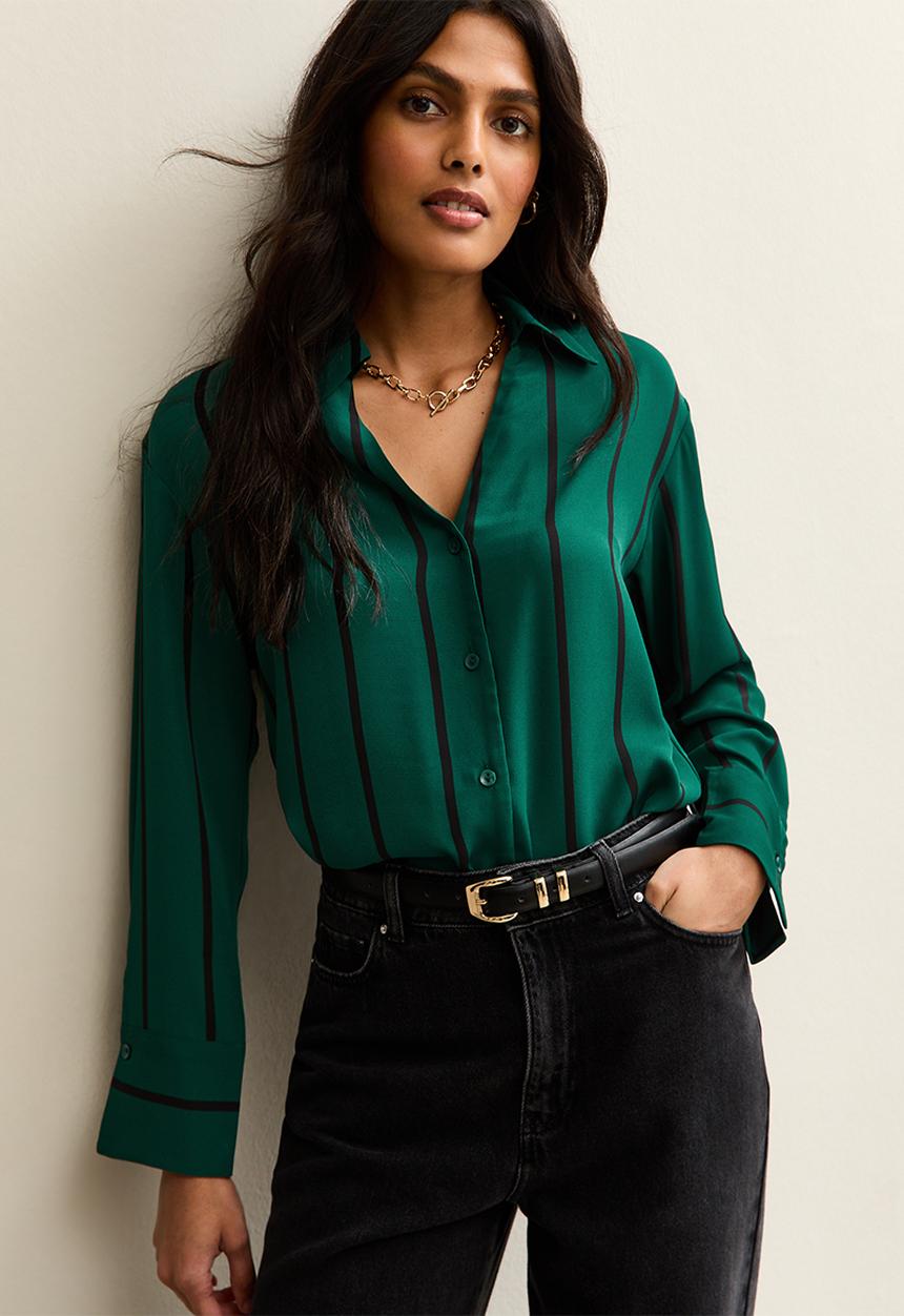 New Look - K nora animal li colin shirt - dk green