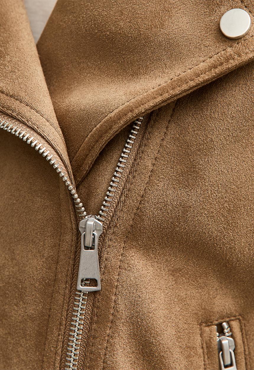 New Look - Suedette biker jacket - tan