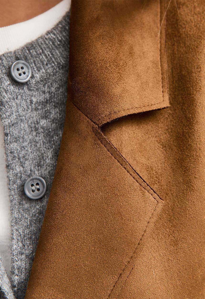 New Look - Faux Suede Belted Duster Coat - tan