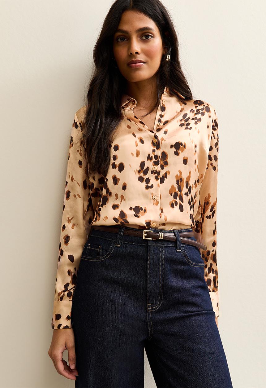 New Look - K ec marvin mm sloane satin shirt - brown