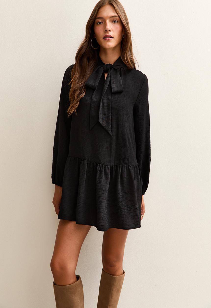 New Look - Ex pbow smock mini - black