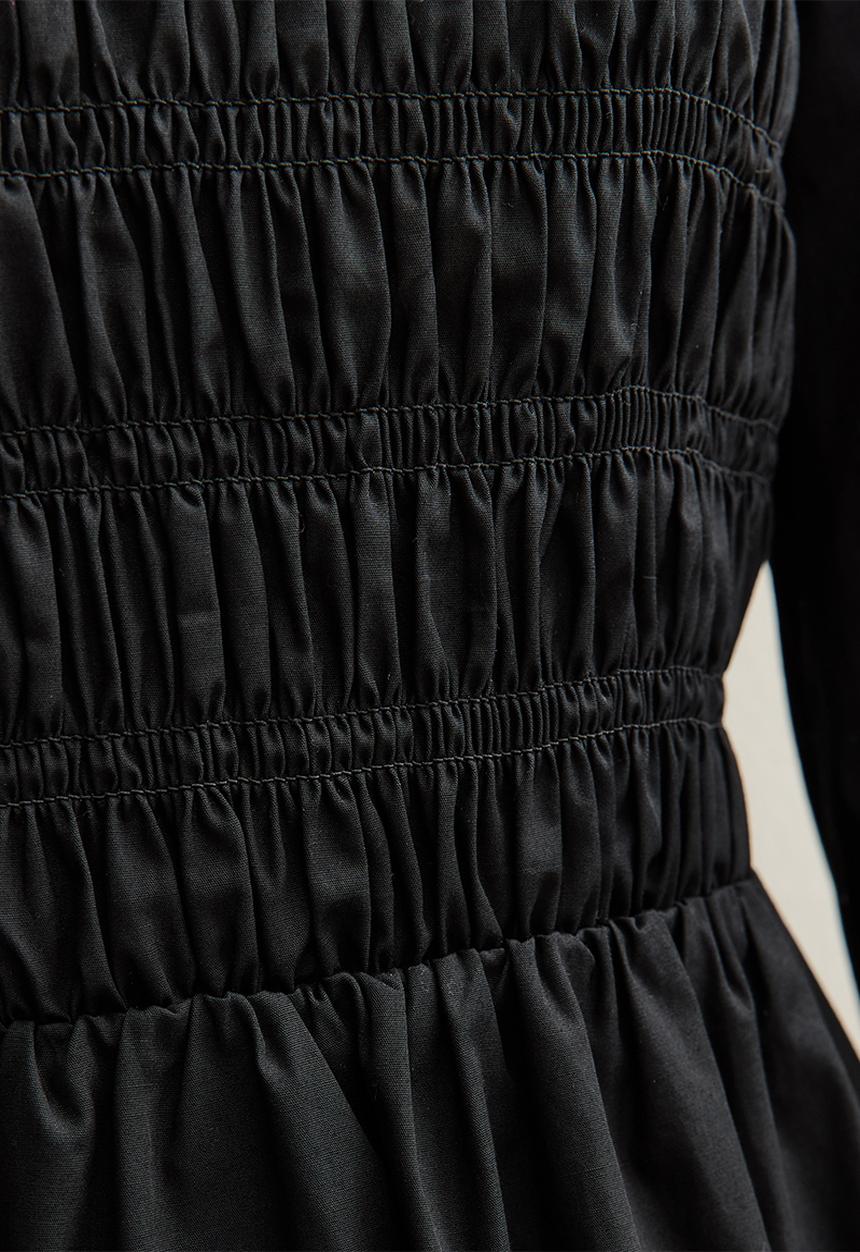 New Look - Ex ls poplin shirr bodice mini - black