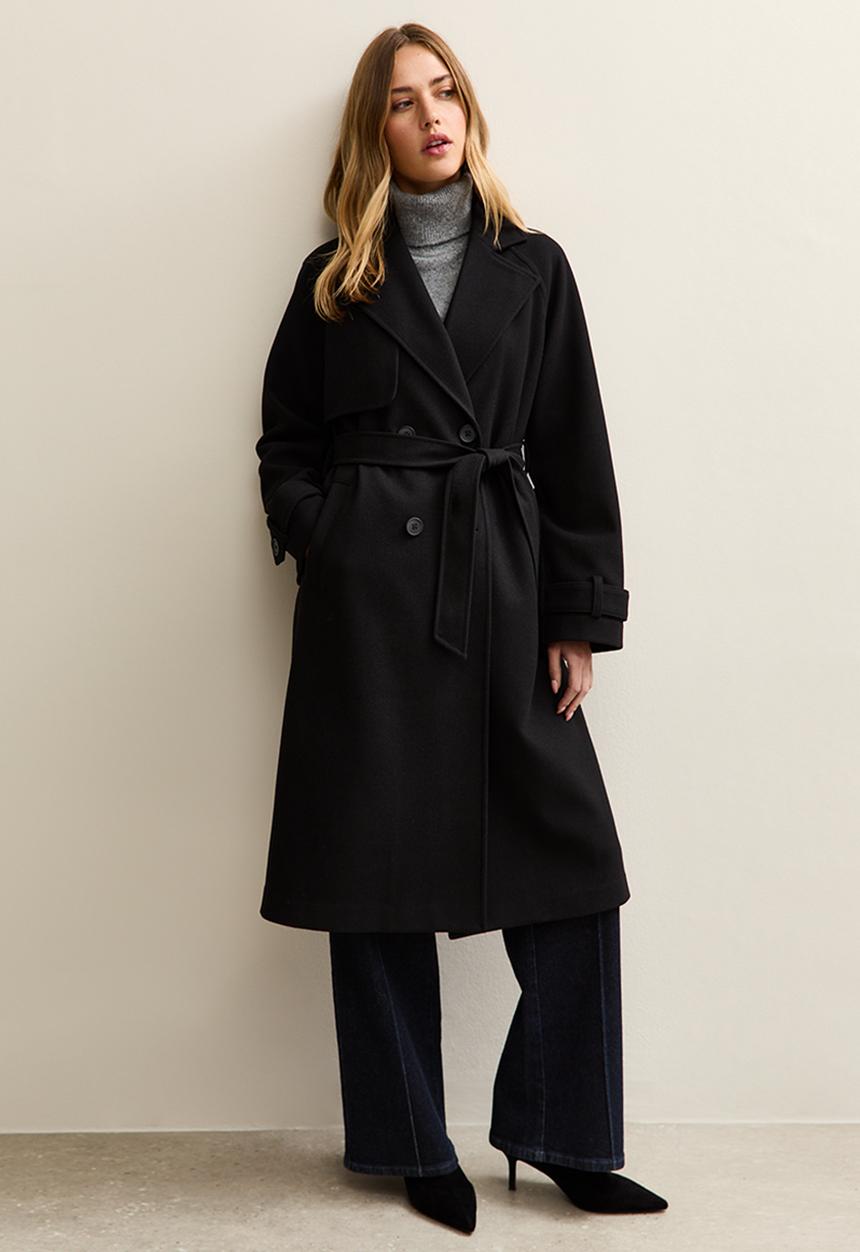 New Look - Cosy mac coat - black
