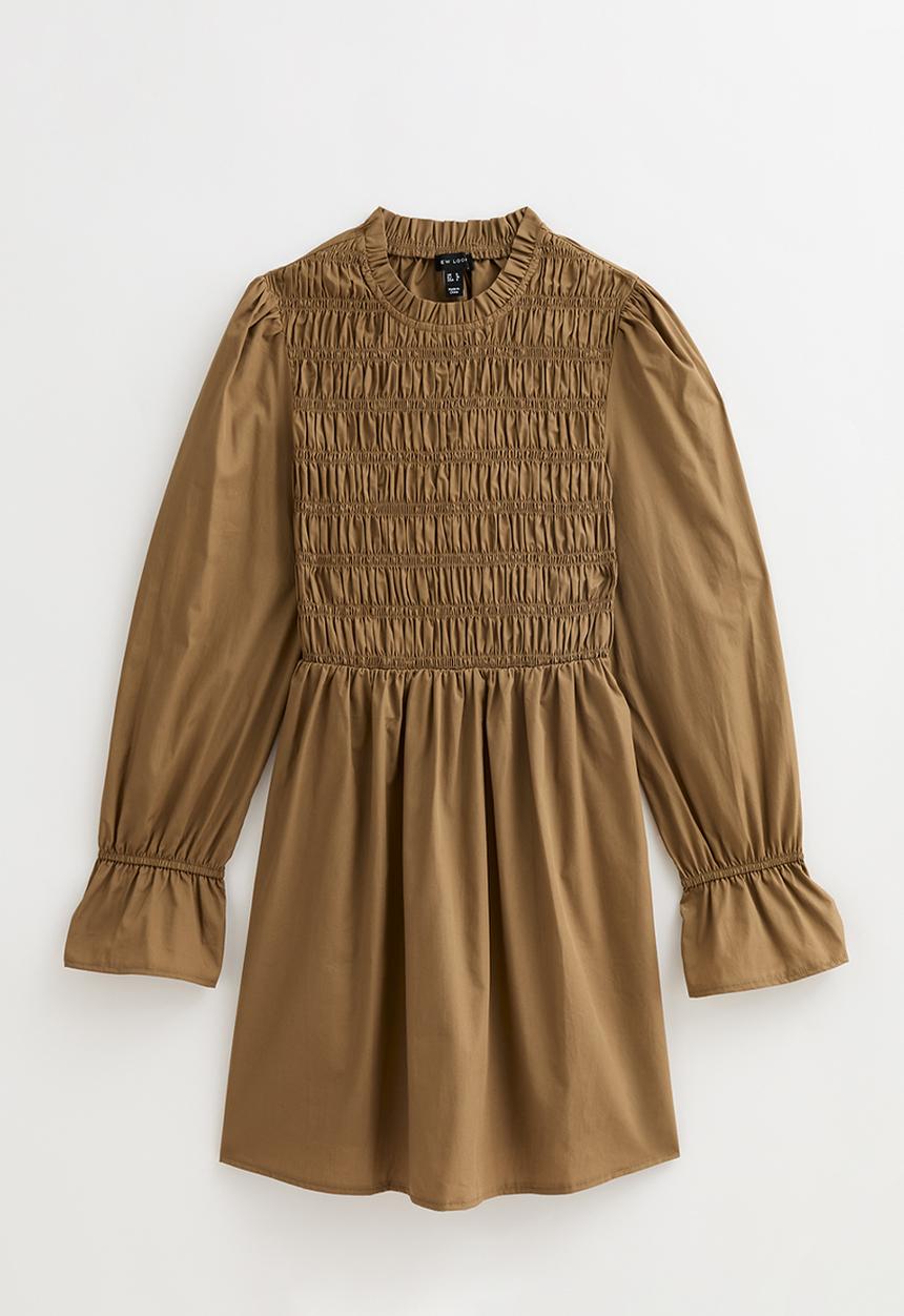 New Look - Ex ls poplin shirr bodice mini - camel