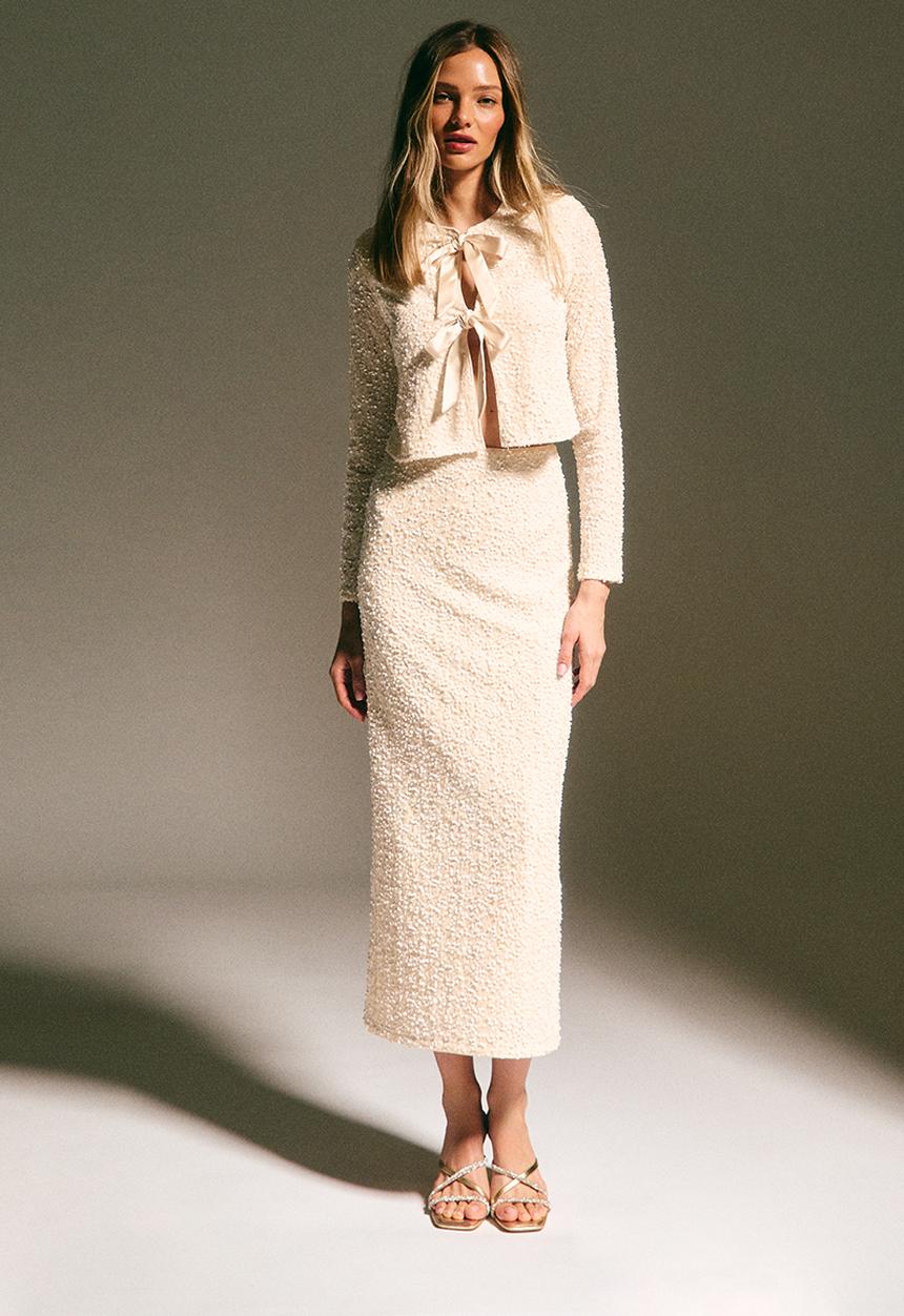 New Look - Go velvet  sequin fancy jacket - cream