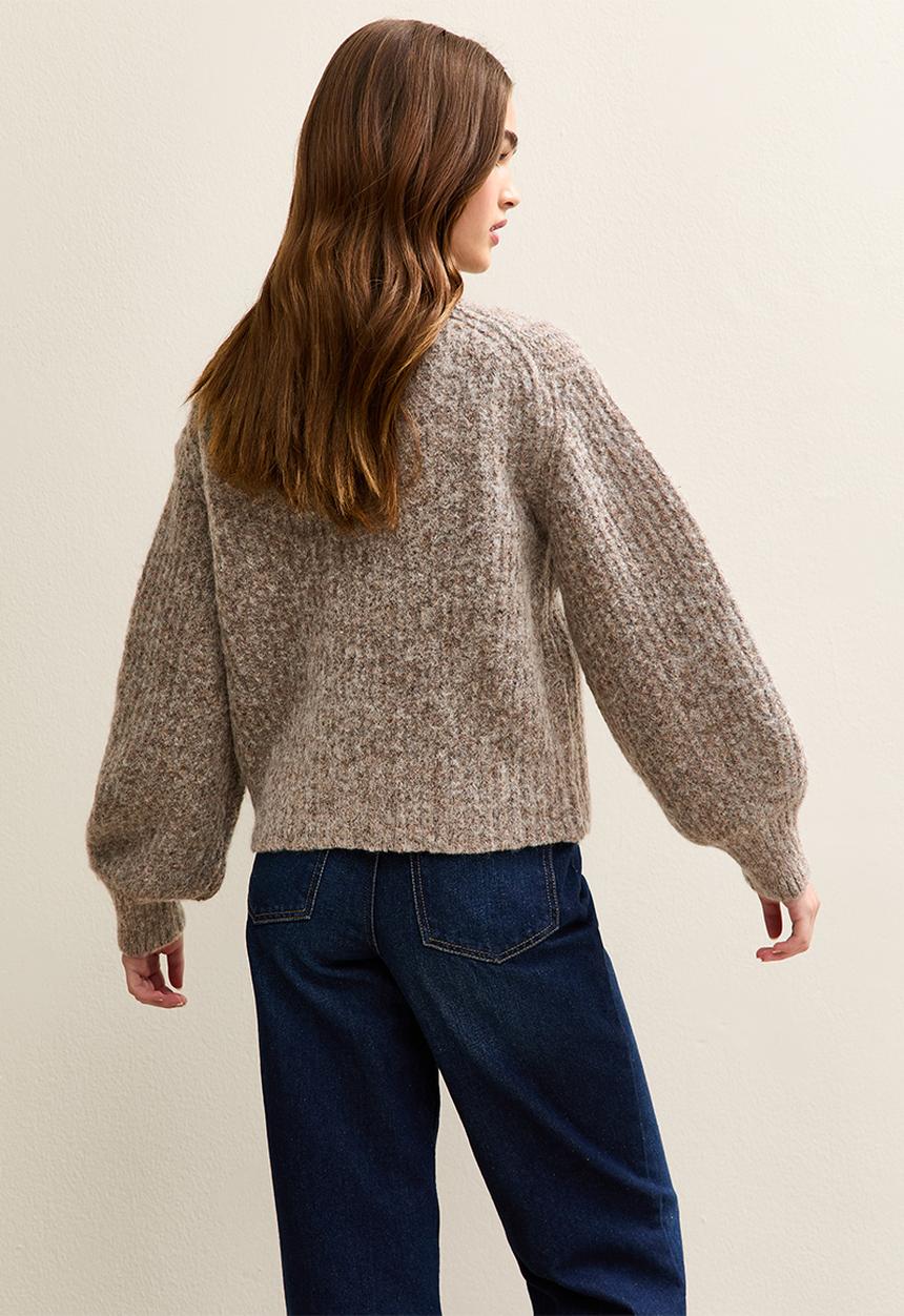 New Look - Chunky Knit V-Neck Cardigan - dk mink