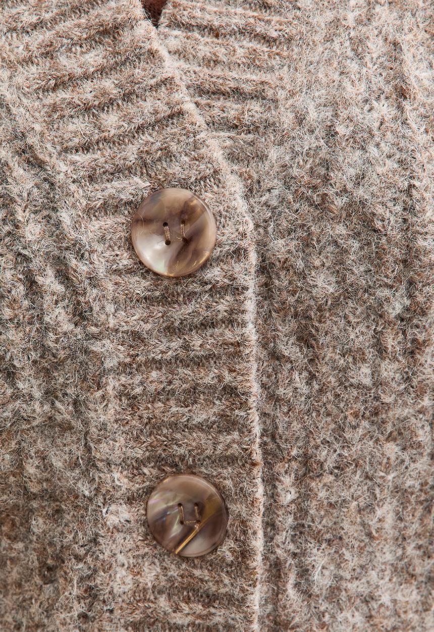 New Look - Chunky Knit V-Neck Cardigan - dk mink