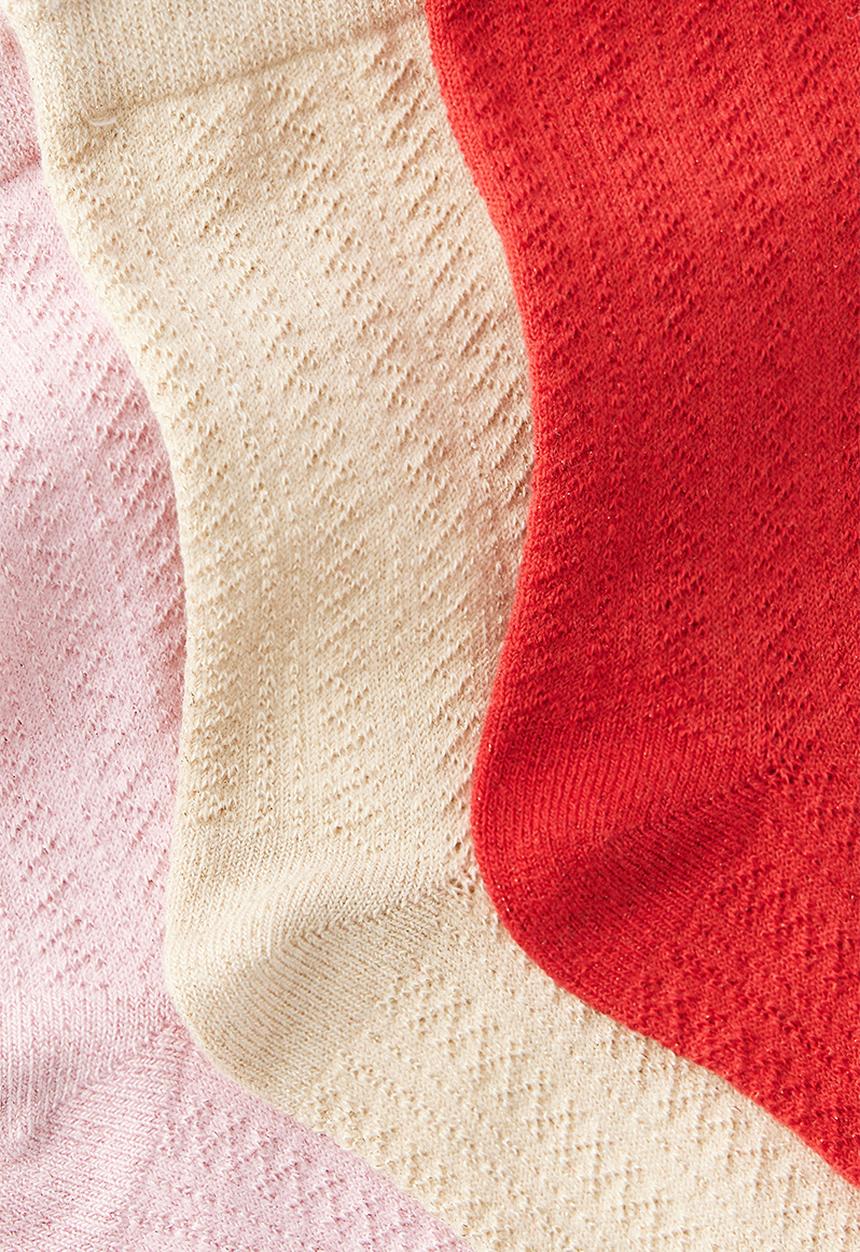 Cotton On - 3Pk Sparkle Socks - Gold/Red/Pink Shimmer