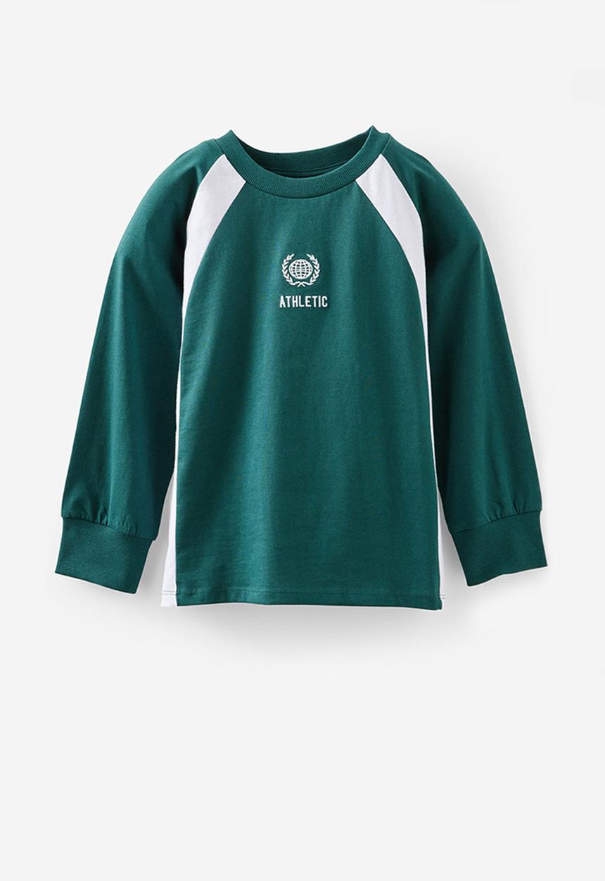 Cotton On - Moto panelled long sleeve tee - storm green/athletic