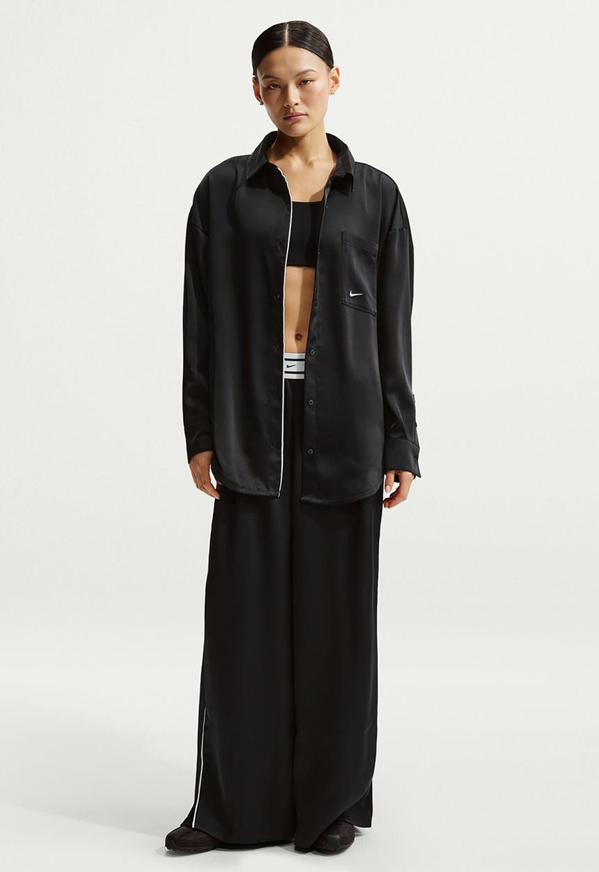 Nike - W Nsw Offln Wvn Stn Ls Top - Black/Sail