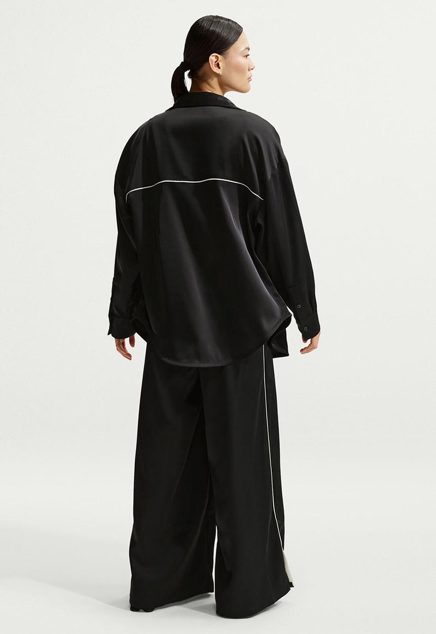 Nike - W Nsw Offln Wvn Stn Ls Top - Black/Sail