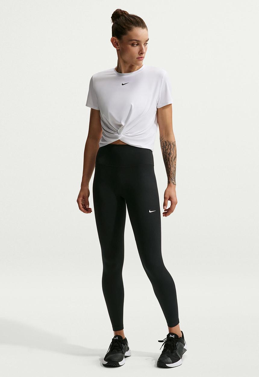 Nike - Nike One Seamless Front Women's High-Waisted Full-Length Leggings - Black/White