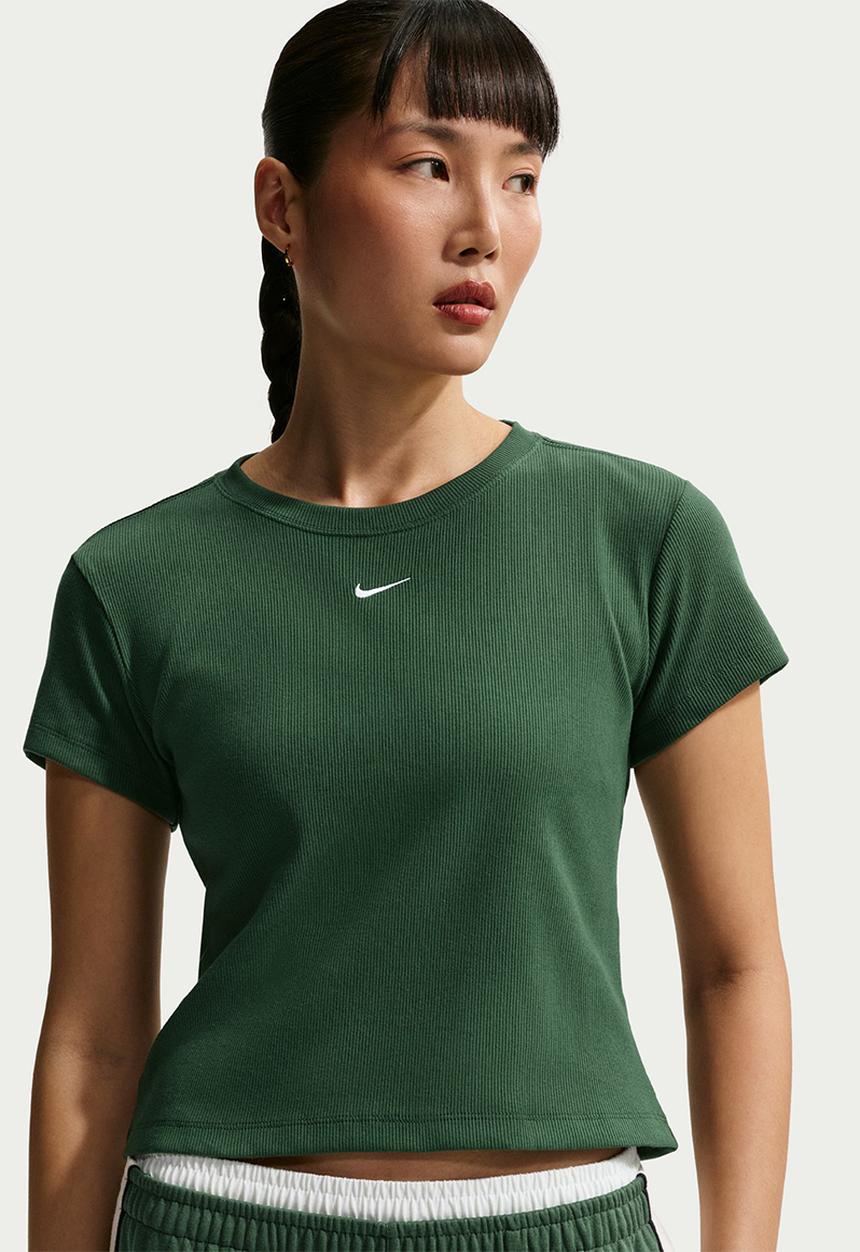 Nike - W Nsw Rib  Tght Ss Tee - Fir