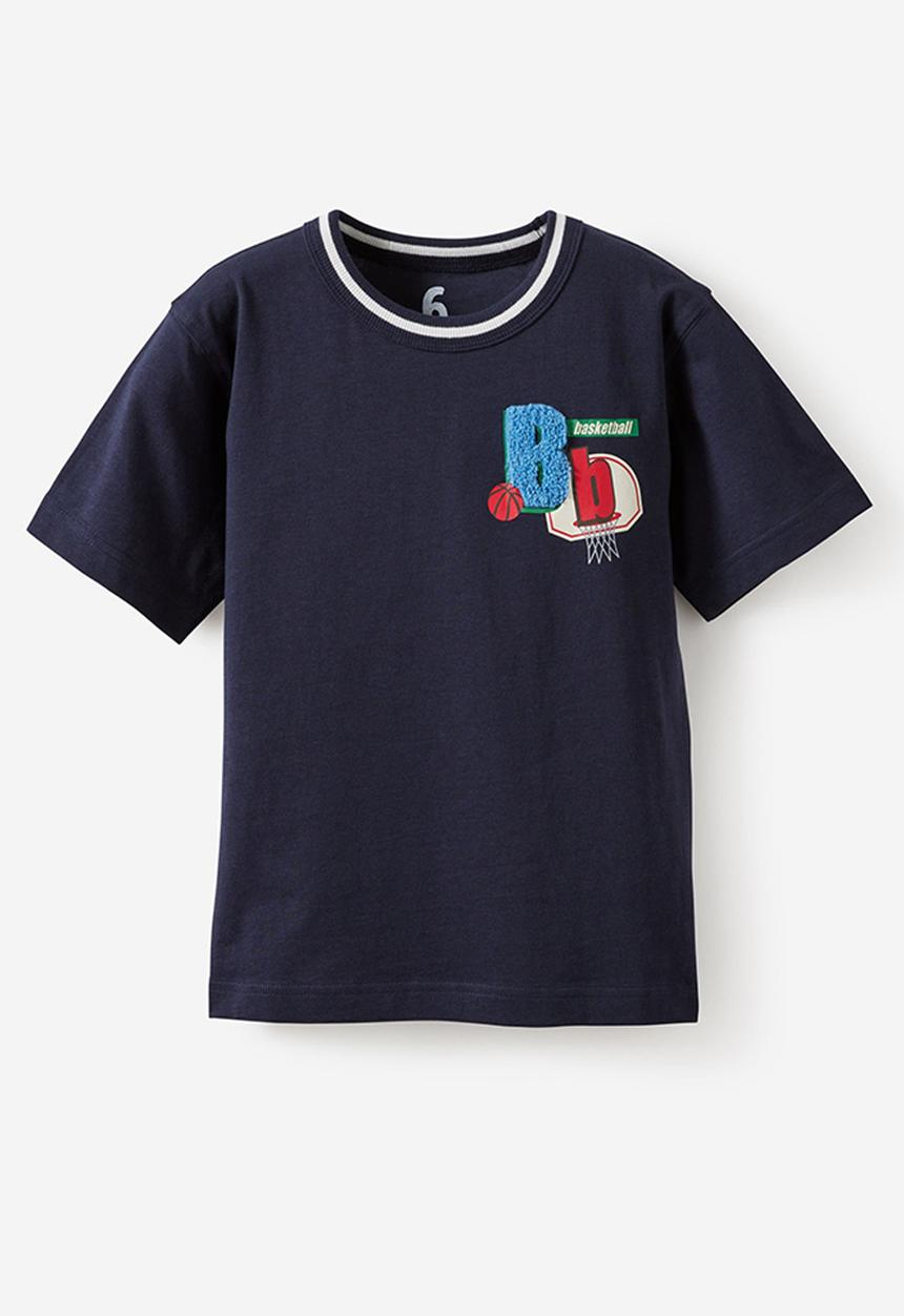 Cotton On - JONNY SHORT SLEEVE GRAPHIC PRINT TEE - SQUID INK/BASKETBALL