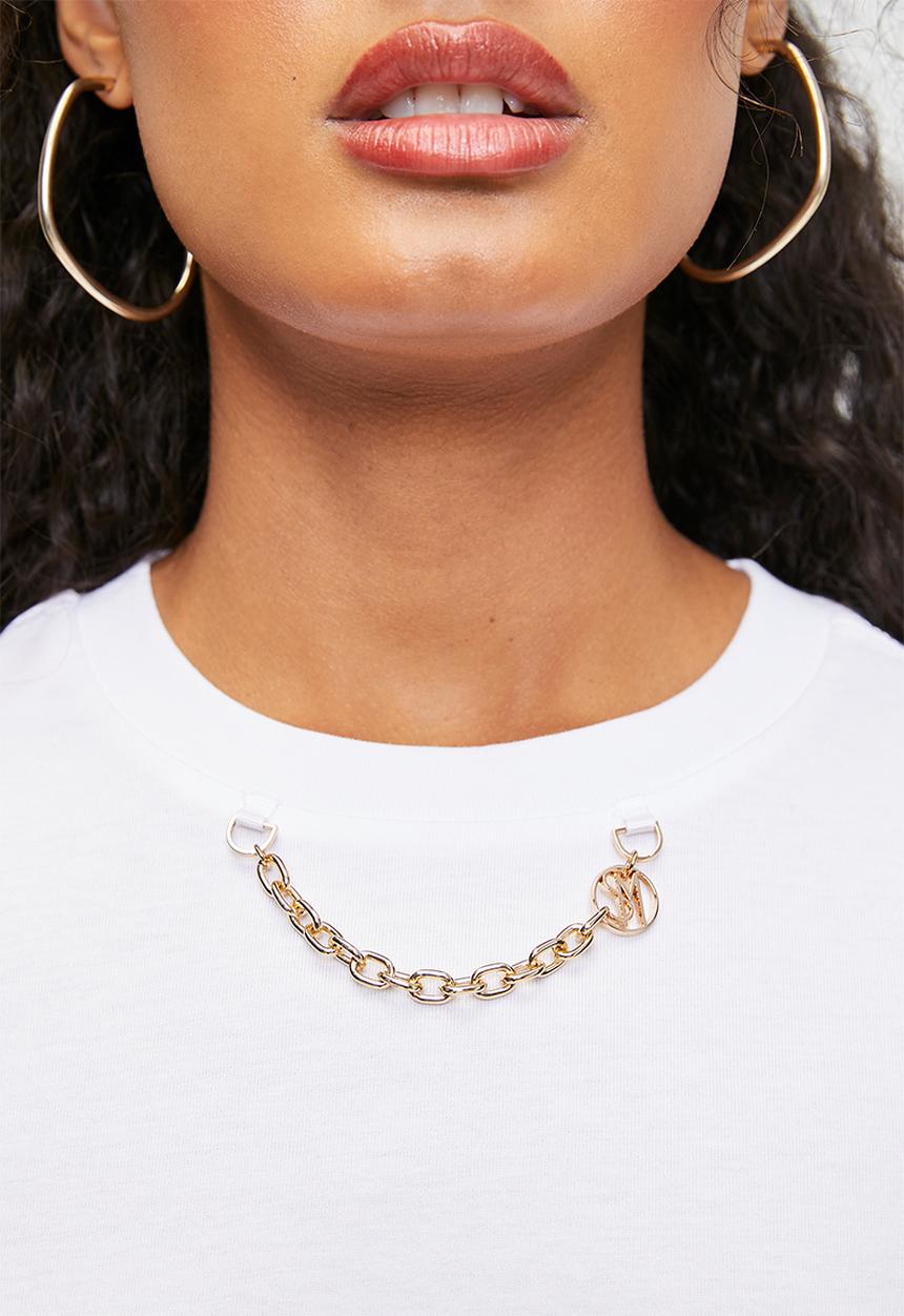Steve Madden - Ladies theresa regular t-shirt with chain charm -  white