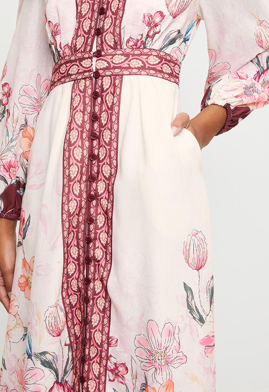 MILLA - Burgandy floral midi dress - multi 