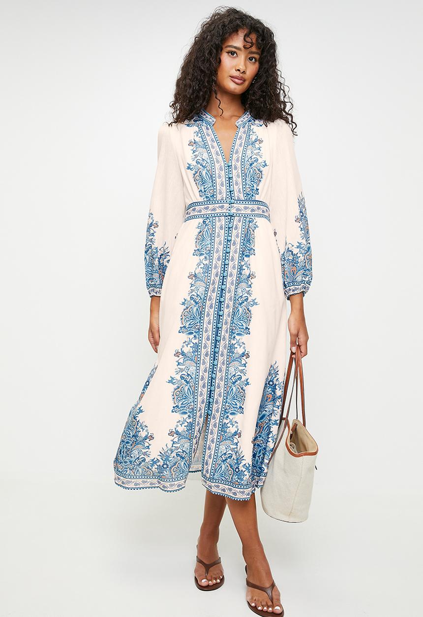 MILLA - Blue Paisley Midi dress