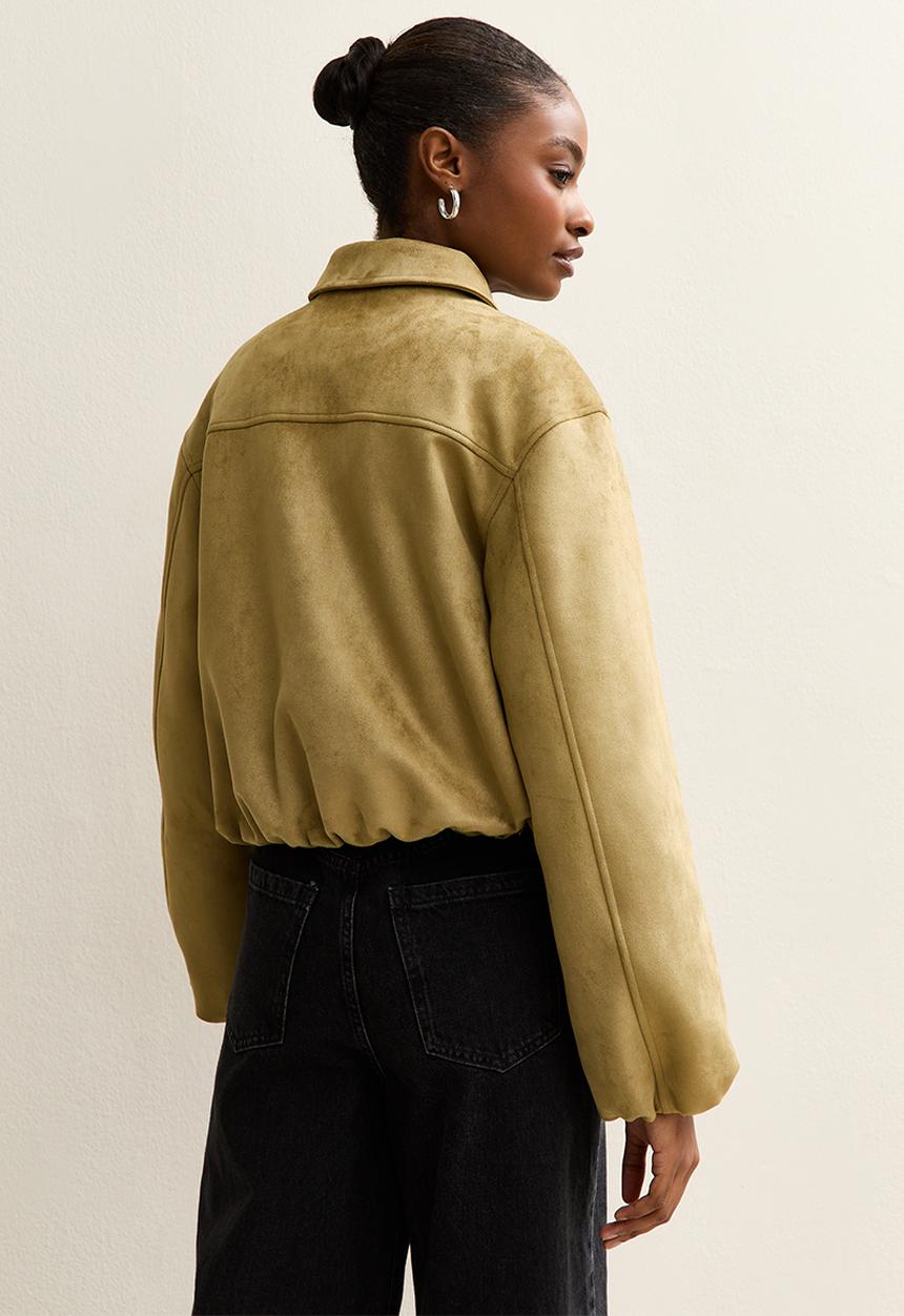 New Look - Suedette bubble hem jacket - lt khaki