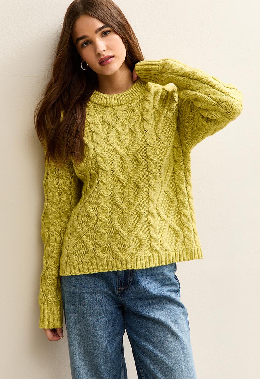 New Look - Cable Knit Jumper - bright green