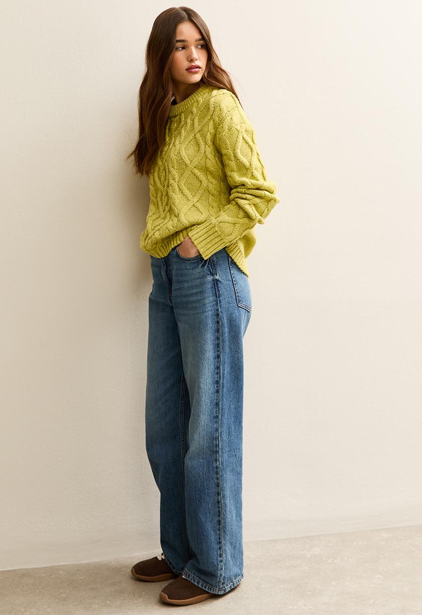 New Look - Cable Knit Jumper - bright green