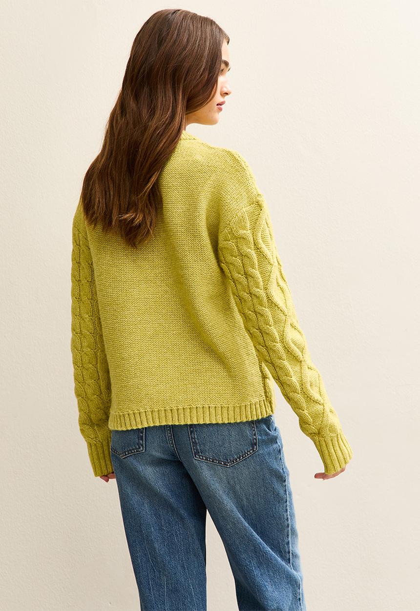 Cable Knit Jumper Bright Green