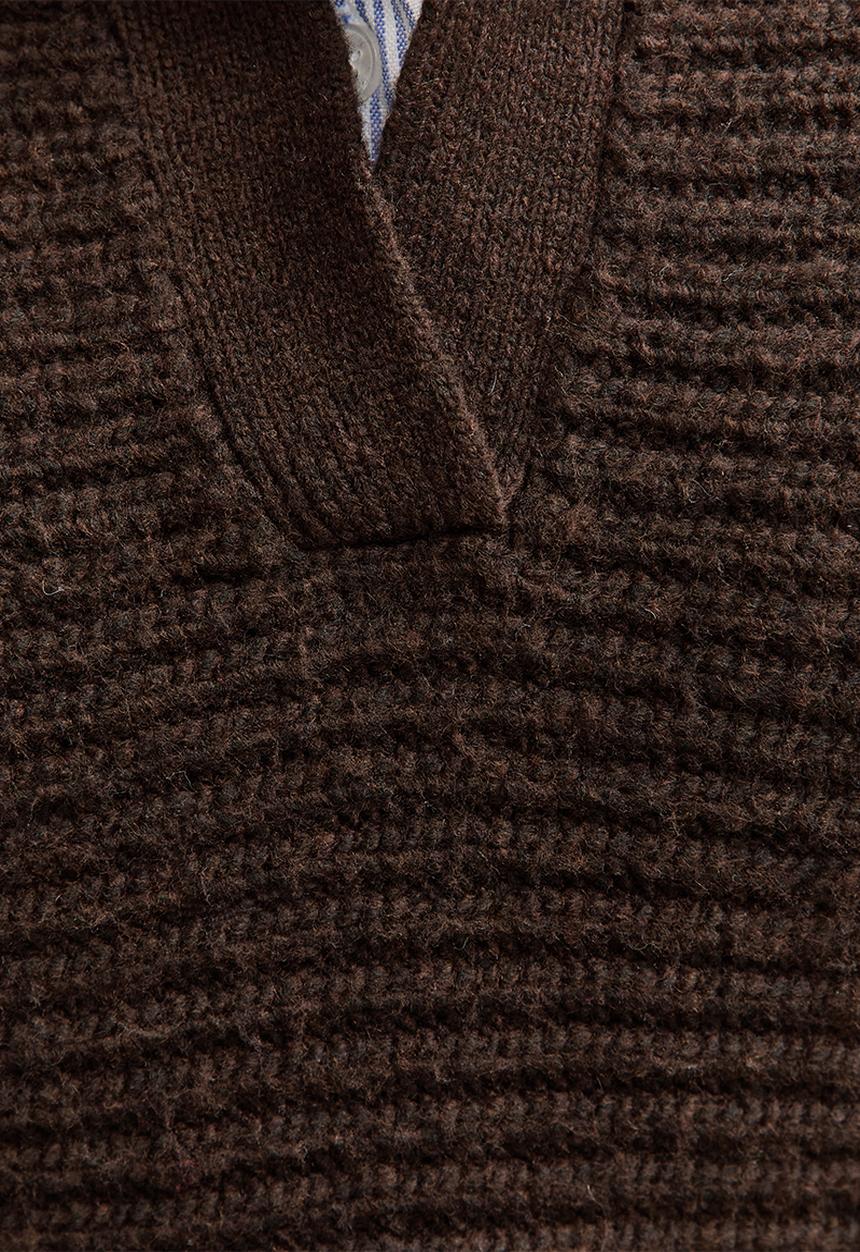 New Look - Stitchy Polo Batwing Jumper - dk brown